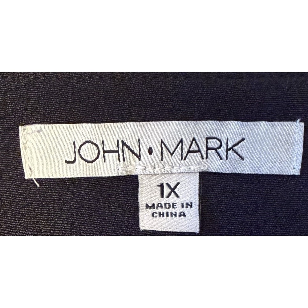 John.Mark Top Embroidered Bohemian 1X Black Multi Bell Sleeves Side Slits - Picture 5 of 6
